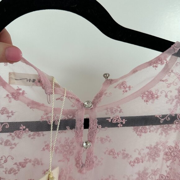 NWT DOEN Adalise Midi Dress Sz Large Tulip Pink Floral Lace Sheer Beach Cover-Up - Picture 8 of 11